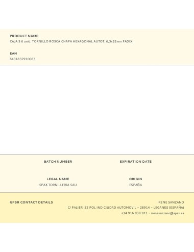 Caja s 6 unid. tornillo rosca chapa hexagonal autot. 6,3x32mm fadix