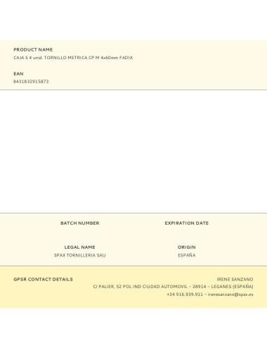 Caja s 4 unid. tornillo metrica cp m 4x60mm fadix
