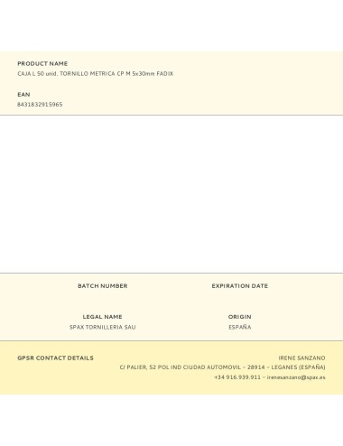 Caja l 50 unid. tornillo metrica cp m 5x30mm fadix