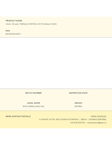 Caja l 50 unid. tornillo metrica cp m 5x50mm fadix