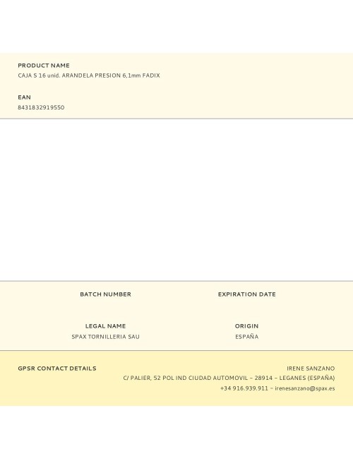 Caja s 16 unid. arandela presion 6,1mm fadix