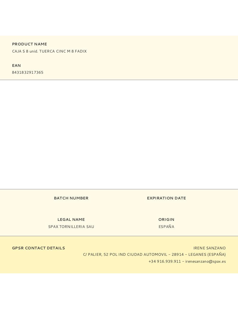 Caja s 8 unid. tuerca cinc m 8 fadix