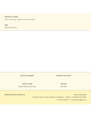 Caja l 100 unid. tuerca cinc m 8 fadix