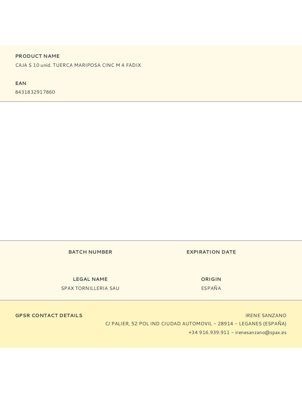 Caja s 10 unid. tuerca mariposa cinc m 4 fadix