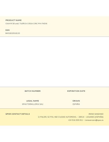 Caja m 50 unid. tuerca ciega cinc m 4 fadix