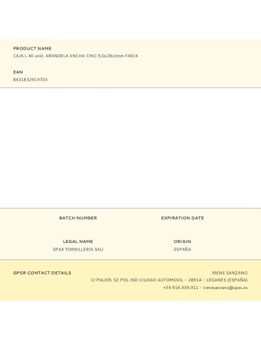 Caja l 40 unid. arandela ancha cinc 9,0x28x3mm fadix