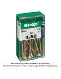 Caja 10 unid. tornillo madera cabeza plana yellox 4,0x50mm spax