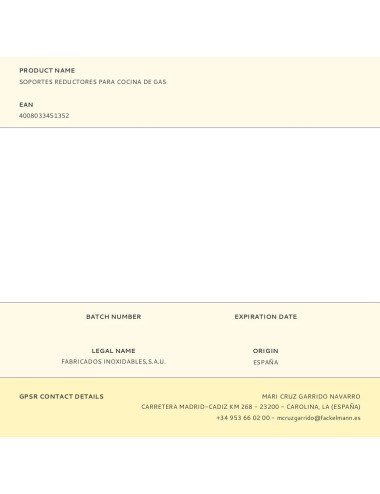 Soportes reductores para cocina de gas