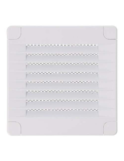Rejilla ventilación cuadrada con tapones y mosquitera 100x100x7mm abs blanca
