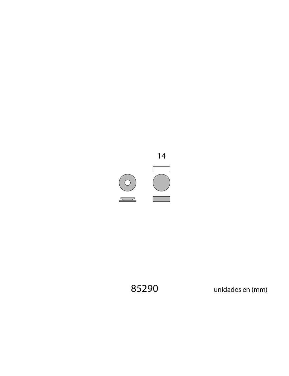 Embellecedor latón roscado liso 14 mm níquel, 4 uds