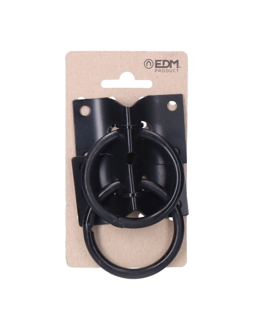2 anillas aparca perros con placa 70x45mm negras