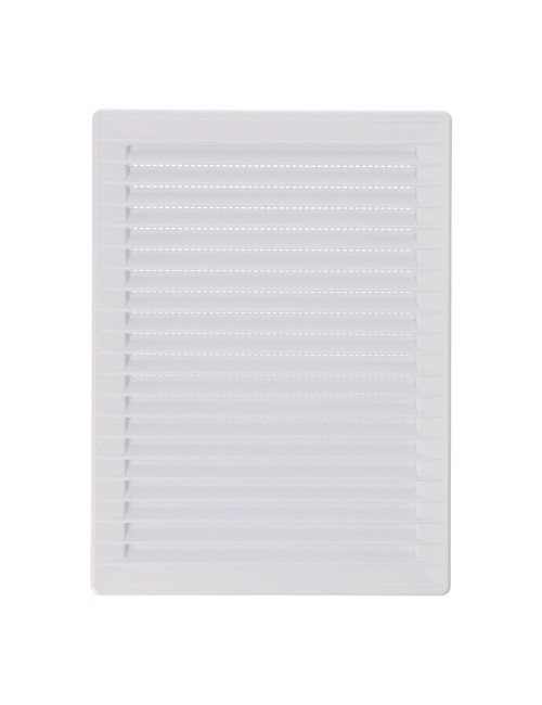 Rejilla ventilacíón rectangular empotrable mosquitera abs 137x207mm blanco