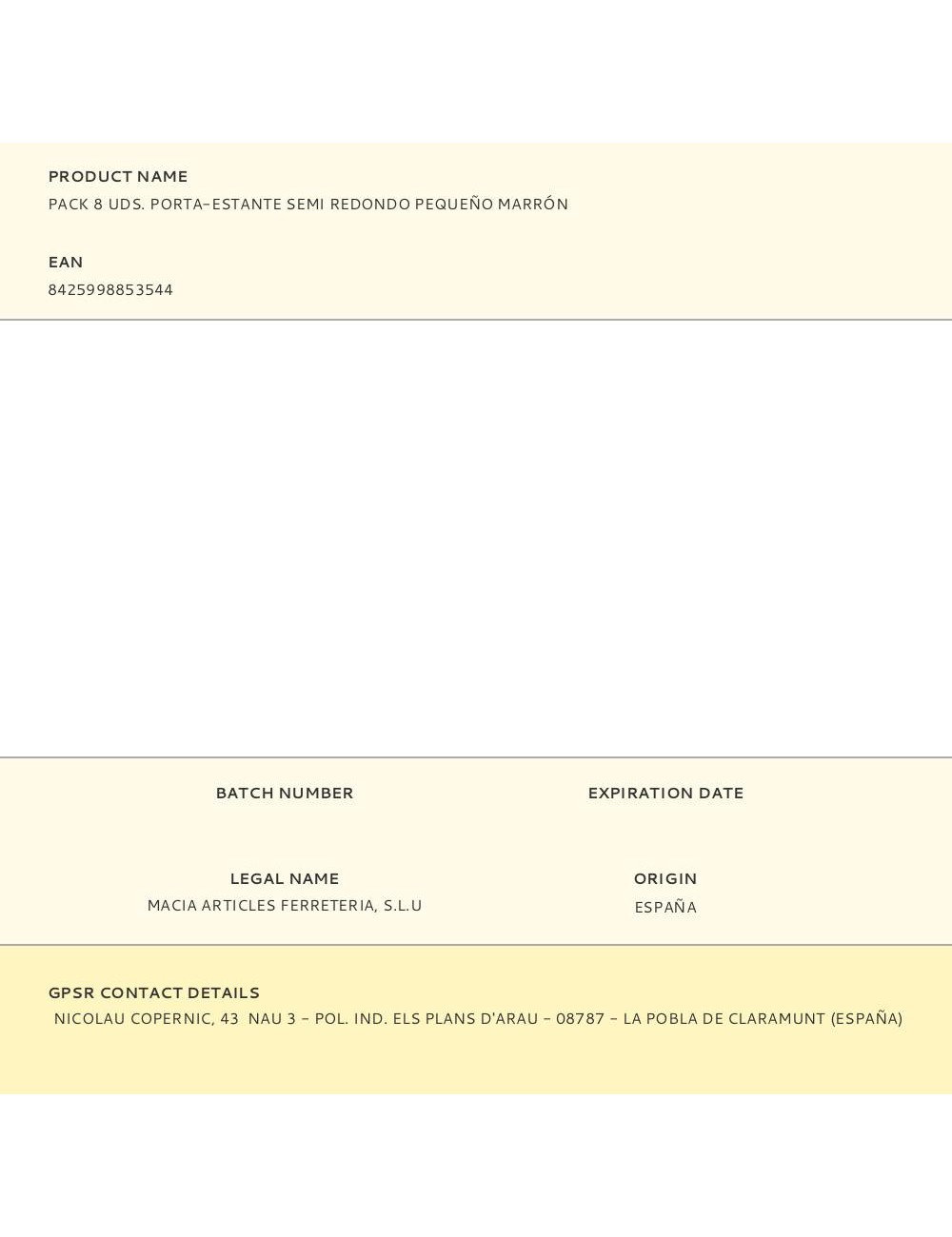 Pack 8 uds. porta-estante semi redondo pequeño marrón