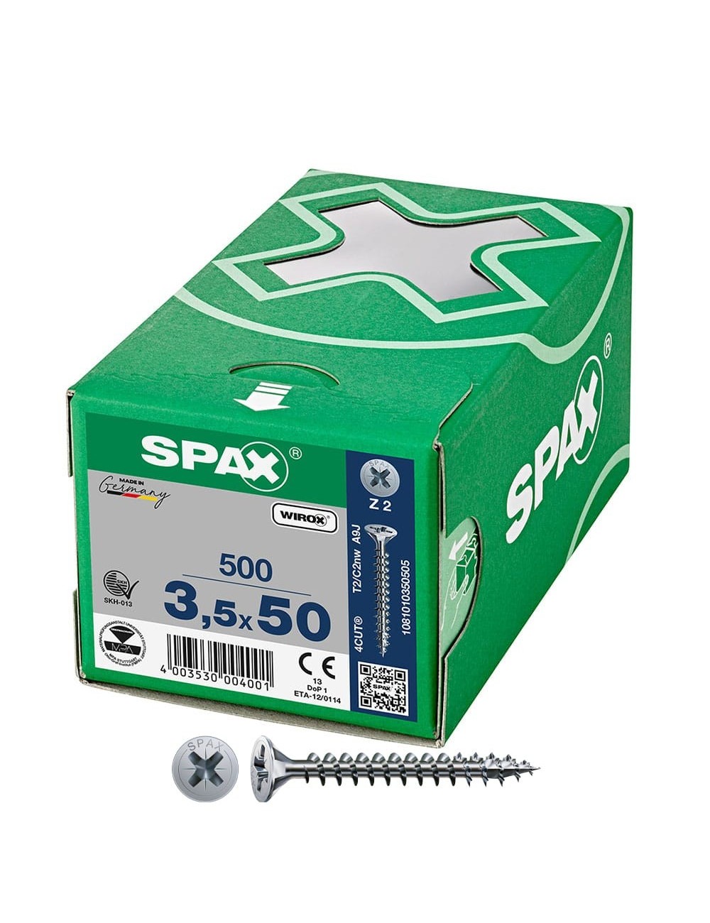 Caja 500 unid. tornillo universal cabeza plana wirox 3,5x50mm z2 Caja 500 unid. tornillo universal cabeza plana wirox 3,5x50mm z2