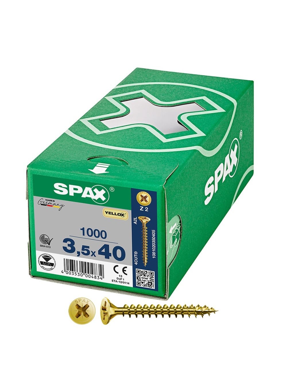 Caja 1000 unid. tornillo universal cabeza plana yellox 3,5x40mm z2 Caja 1000 unid. tornillo universal cabeza plana yellox 3,5x40mm z2