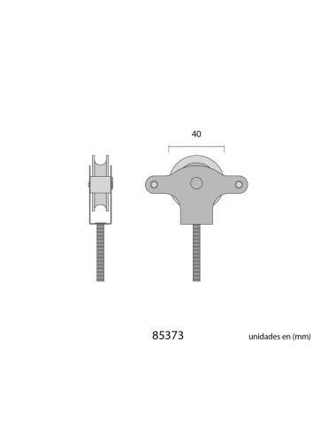 Pack 2 uds. polea nylon 40 mm tornillo