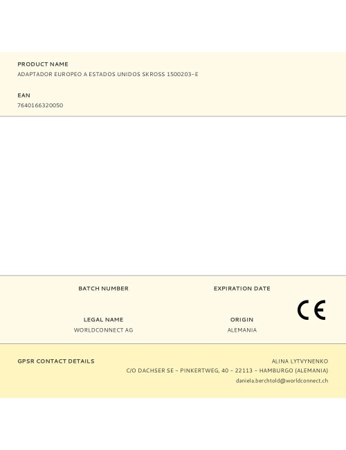 Adaptador europeo a estados unidos skross 1500203-e