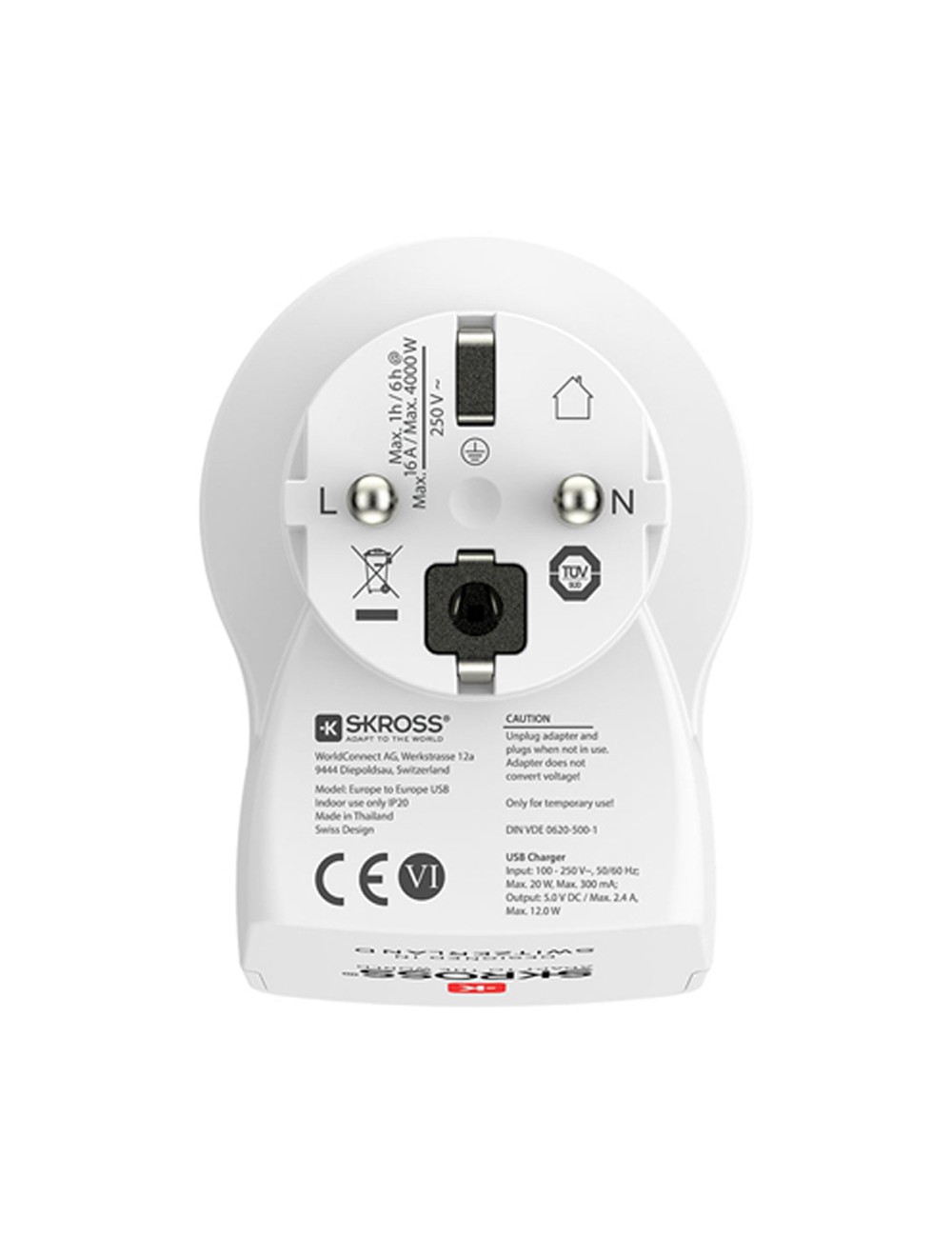 Adaptador europeo usb skross 1500282