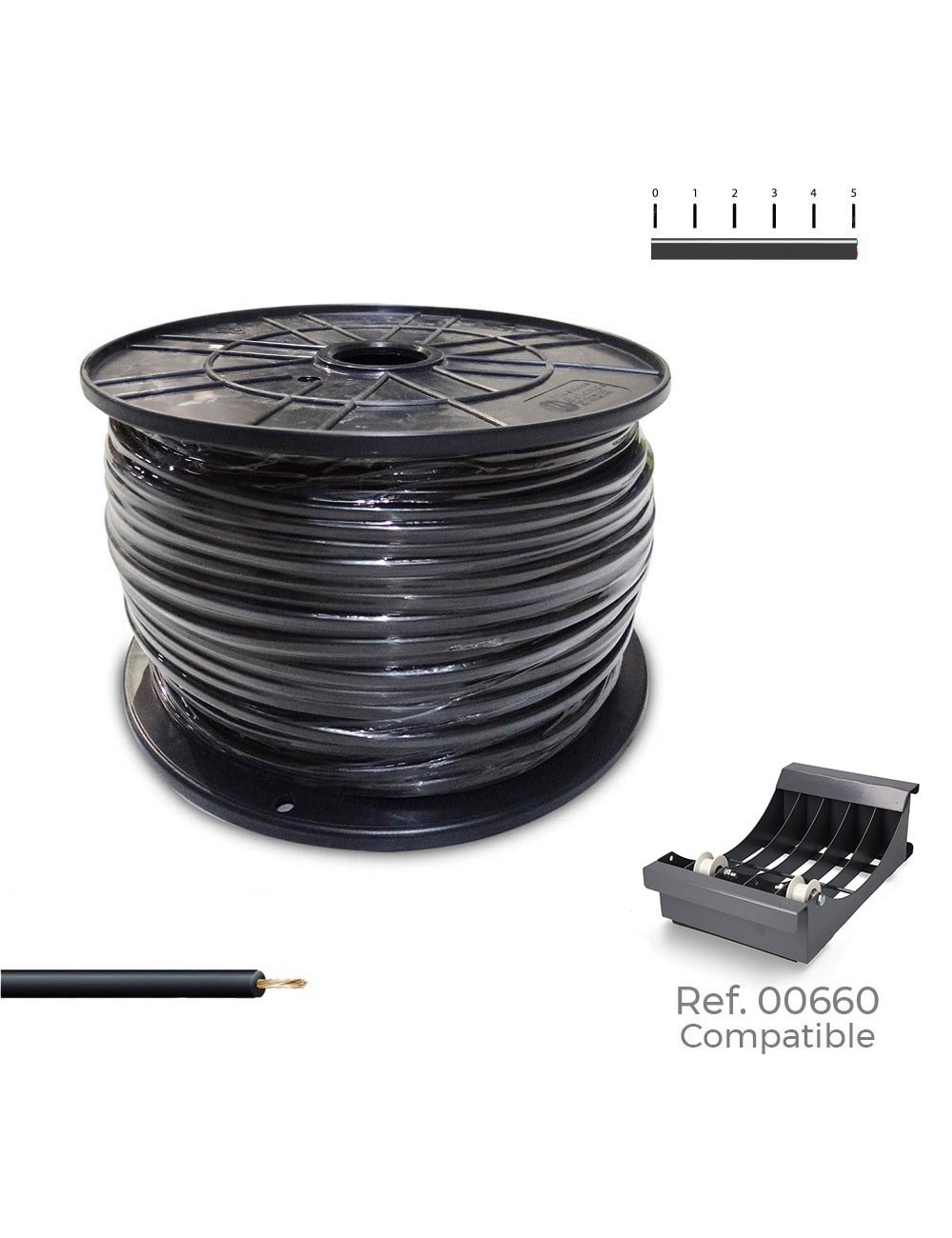 Cablecillo h07z1-k 1,5 mm² negro, 500 m. ( bobina mediana ) Cablecillo h07z1-k 1,5 mm² negro, 500 m. ( bobina mediana )