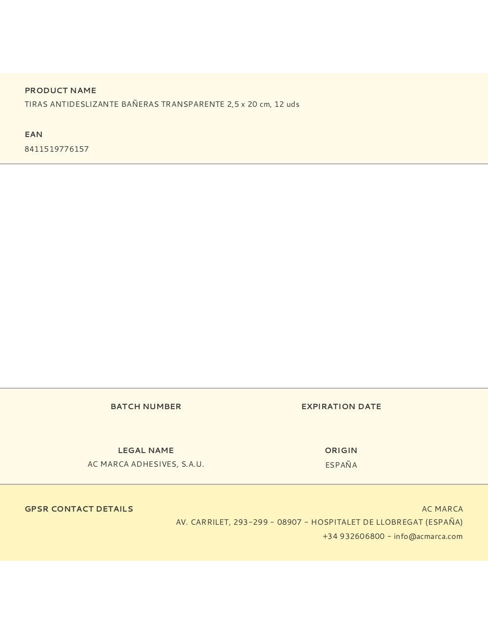 Tiras antideslizante bañeras transparente 2,5 x 20 cm, 12 uds