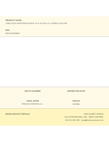 Cable 20cm adaptador audio 1m a 2h jack 3,5 stereo logilink