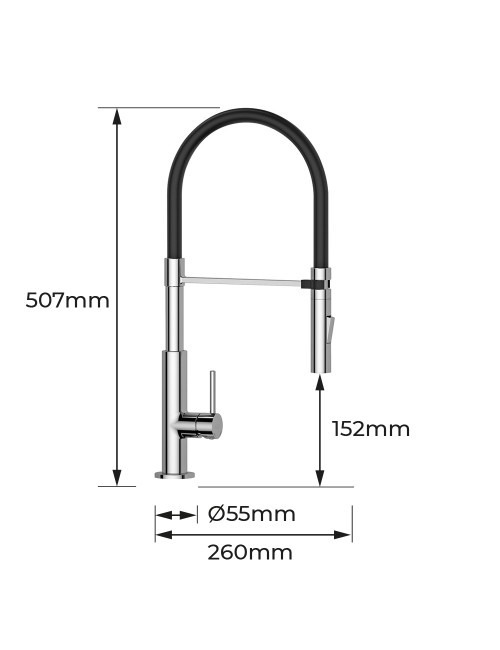 Grifo monomando de cocina caño alto serie bermeo