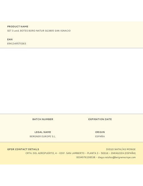 Botes boro natur de vidrio / bambú, 3 uds