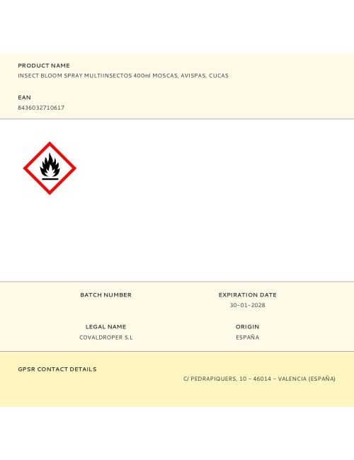 Insect bloom spray multiinsectos 400ml moscas, avispas, cucas