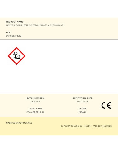 Insect bloom eléctrico zero aparato + 2 recambios
