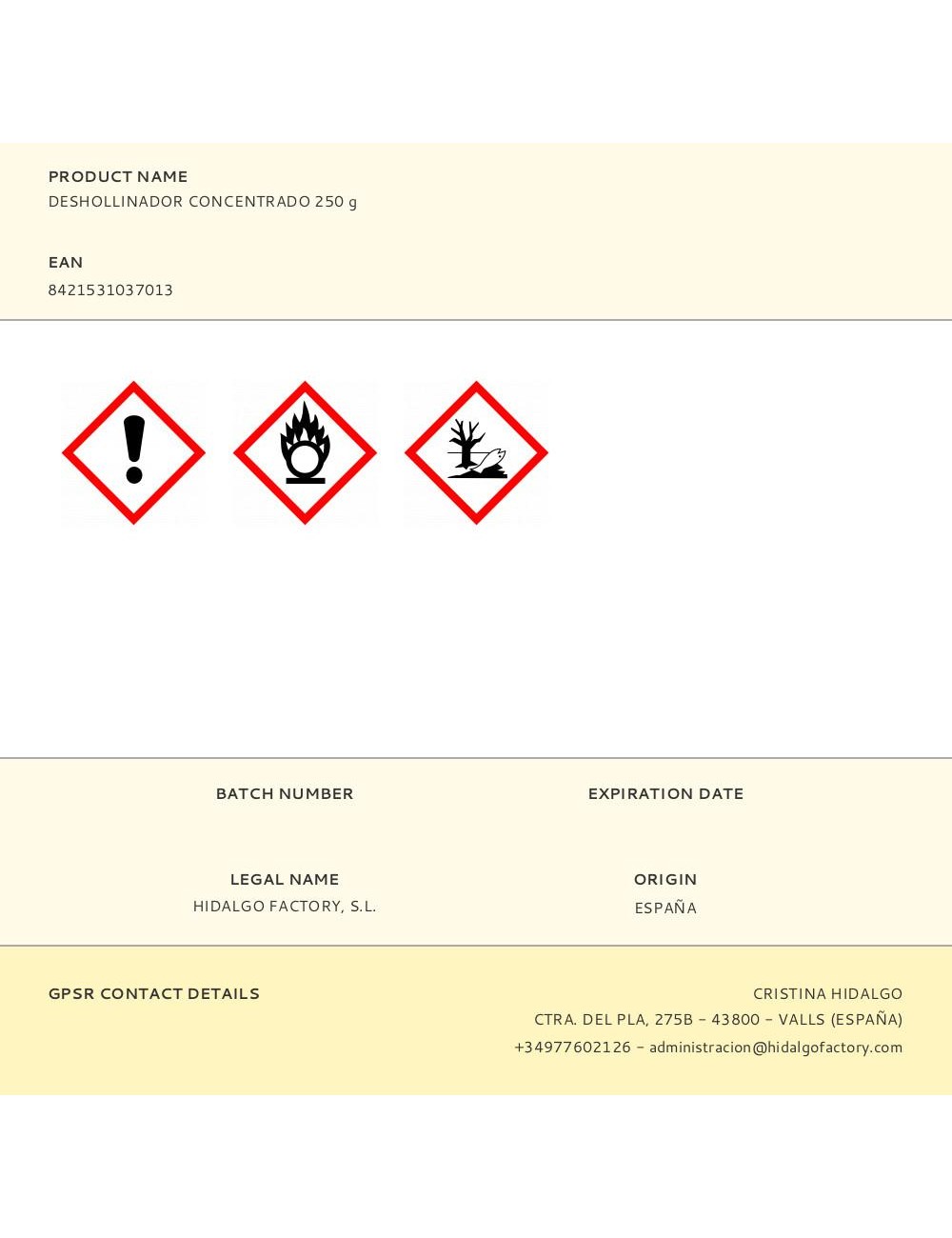 Deshollinador concentrado 250 g