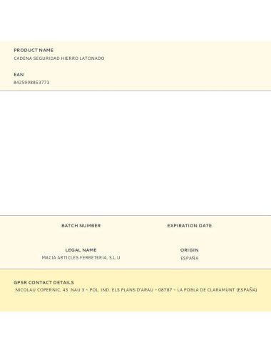 Cadena seguridad hierro latonado