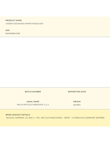 Cadena seguridad hierro niquelado