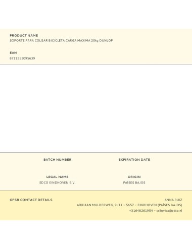 Soporte para colgar bicicleta carga maxima 20kg dunlop