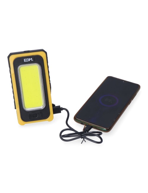 Linterna led cob solar force, recargable, con gancho e imán, 10 w 750 lm