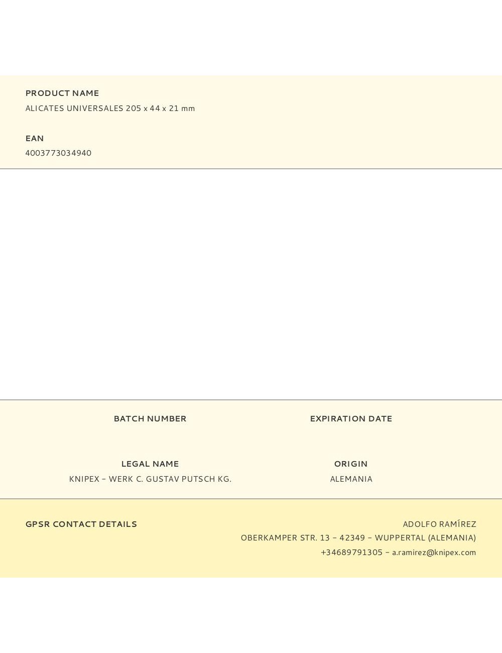 Alicates universales 205 x 44 x 21 mm