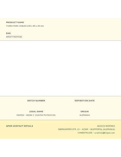 Tijera para cables 230 x 85 x 26 mm