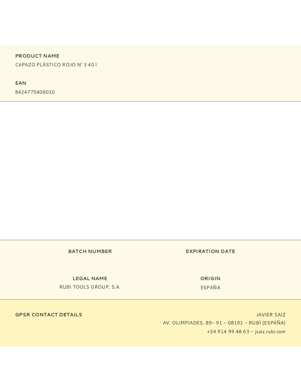 Capazo plástico rojo n° 3 40 l