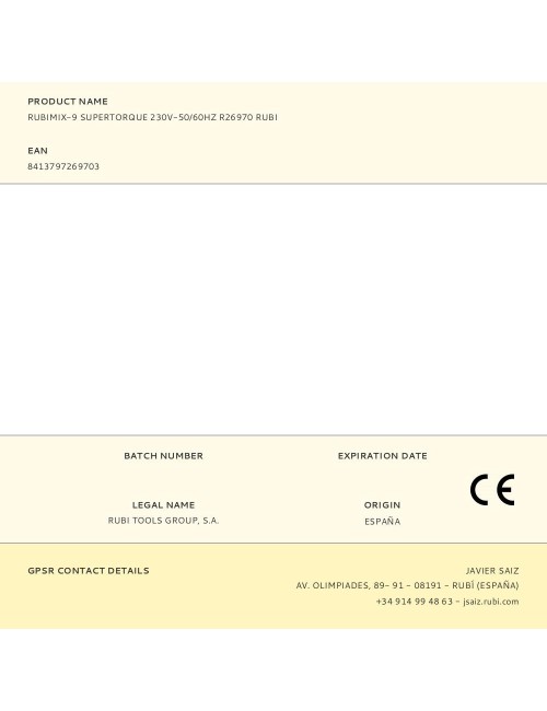 Rubimix-9 supertorque 230v-50/60hz r26970 rubi