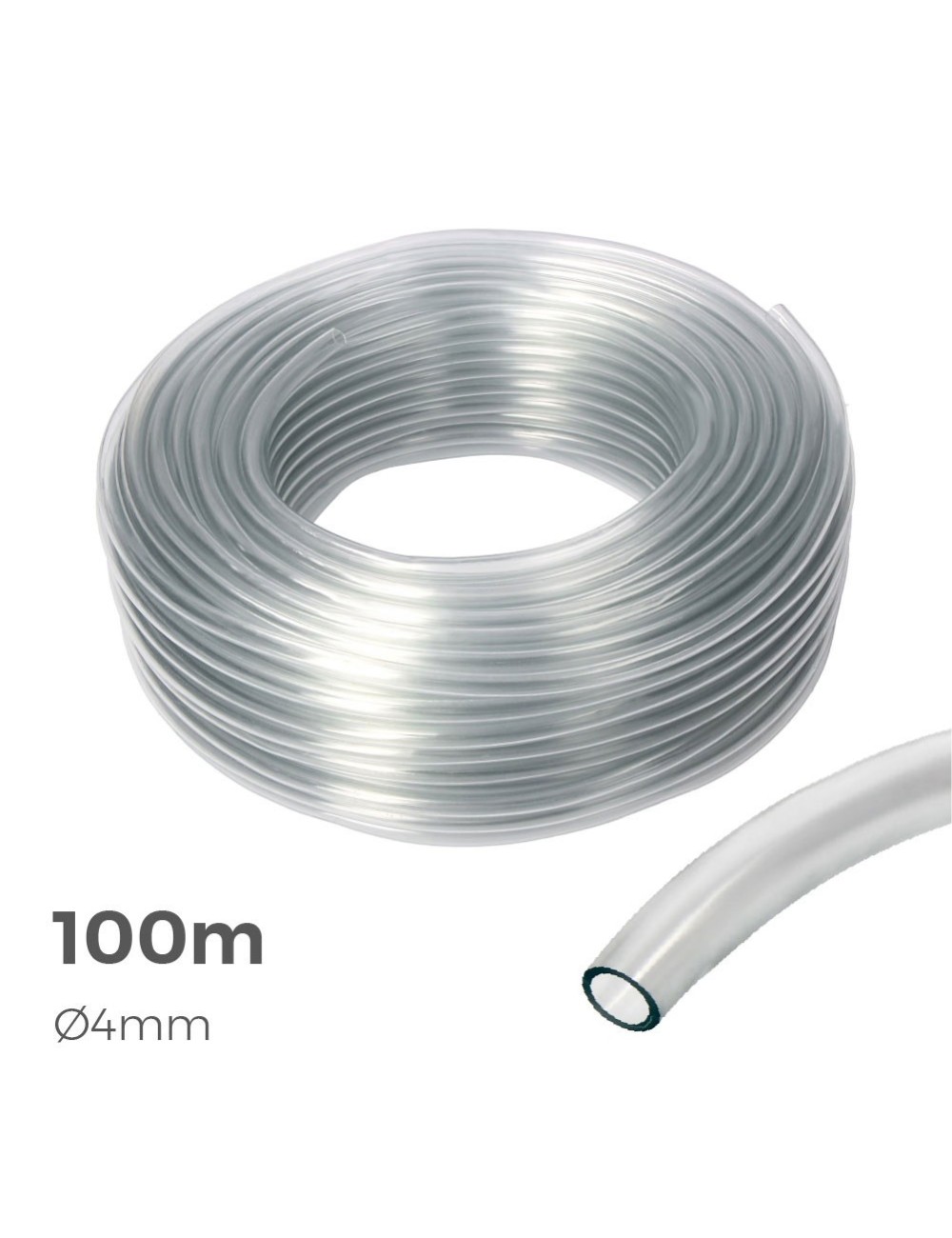 Manguera de cristal transparente ø interior 4mm ø exterior 6mm rollo 100m Manguera de cristal transparente ø interior 4mm ø exterior 6mm rollo 100m