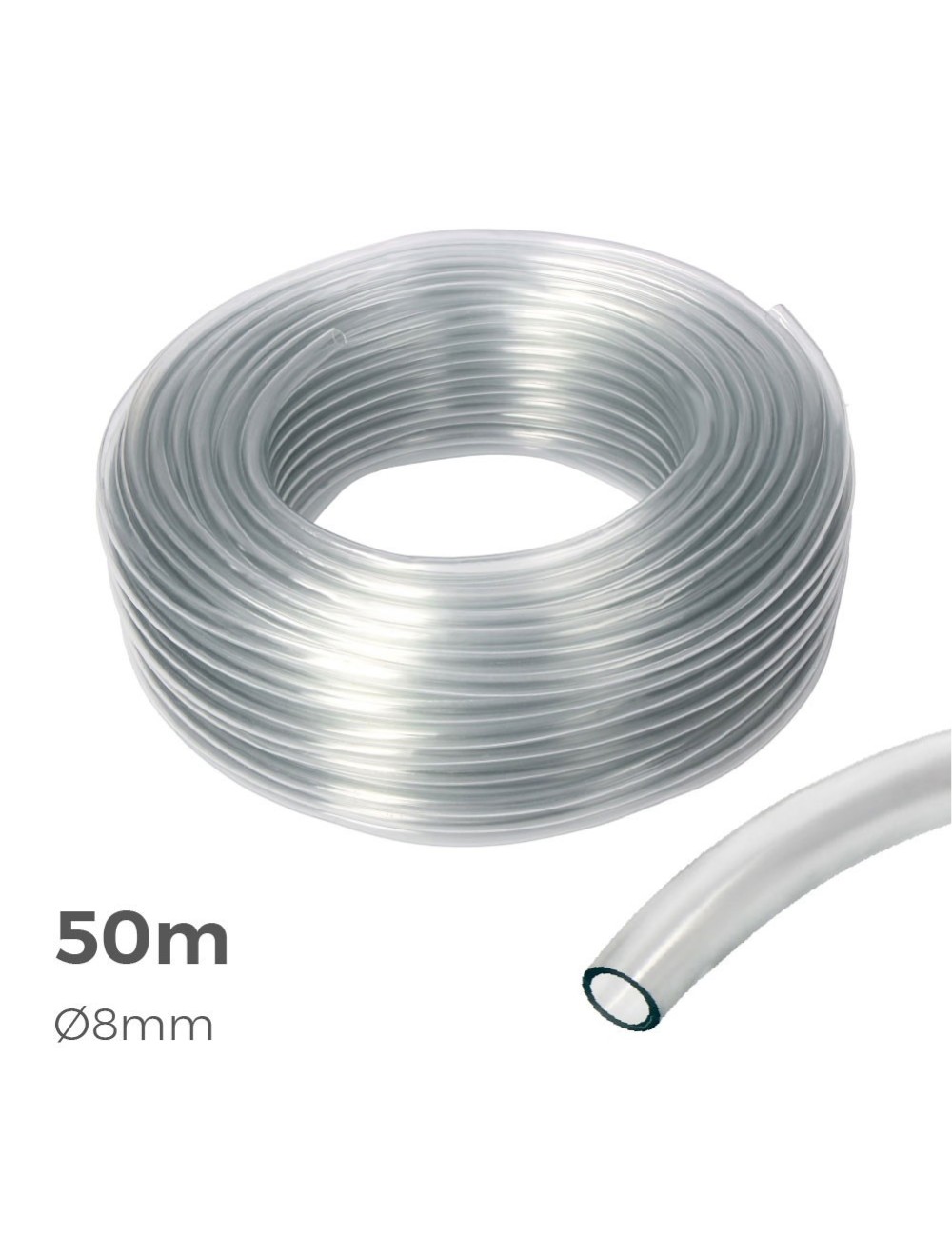 Manguera de cristal transparente ø interior 8mm ø exterior 12mm rollo 50m Manguera de cristal transparente ø interior 8mm ø exterior 12mm rollo 50m