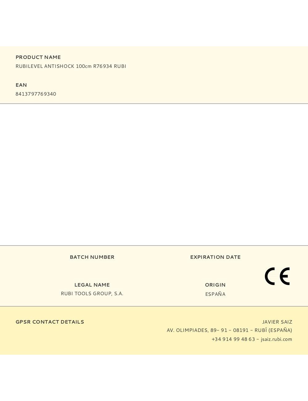 Rubilevel antishock 100cm r76934 rubi