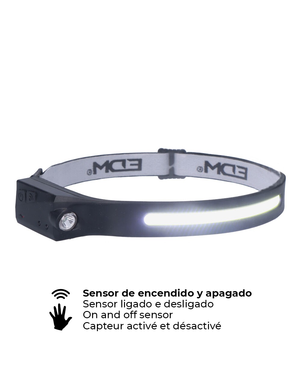 Linterna frontal con sensor recargable