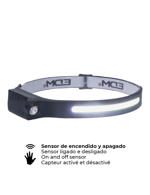 Linterna frontal con sensor recargable