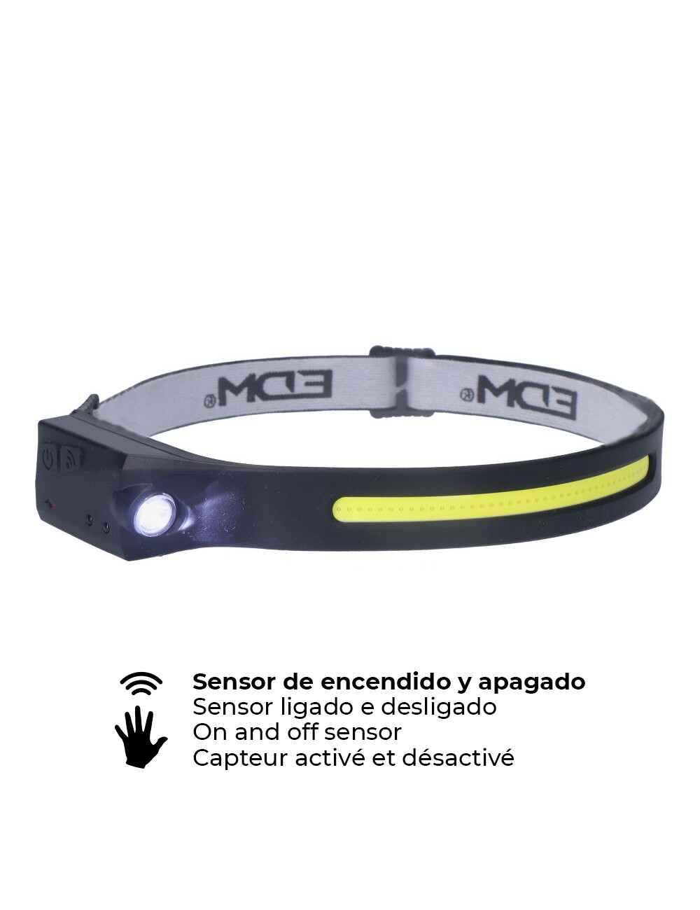 Linterna frontal con sensor recargable