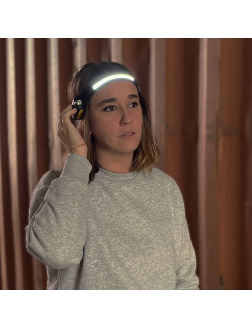 Linterna frontal con sensor recargable