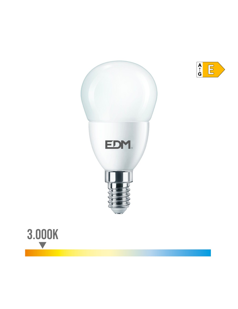 Bombilla esferica led e14 7 w 806 lm 3000 k luz calida ø4,8 x 9,5 cm