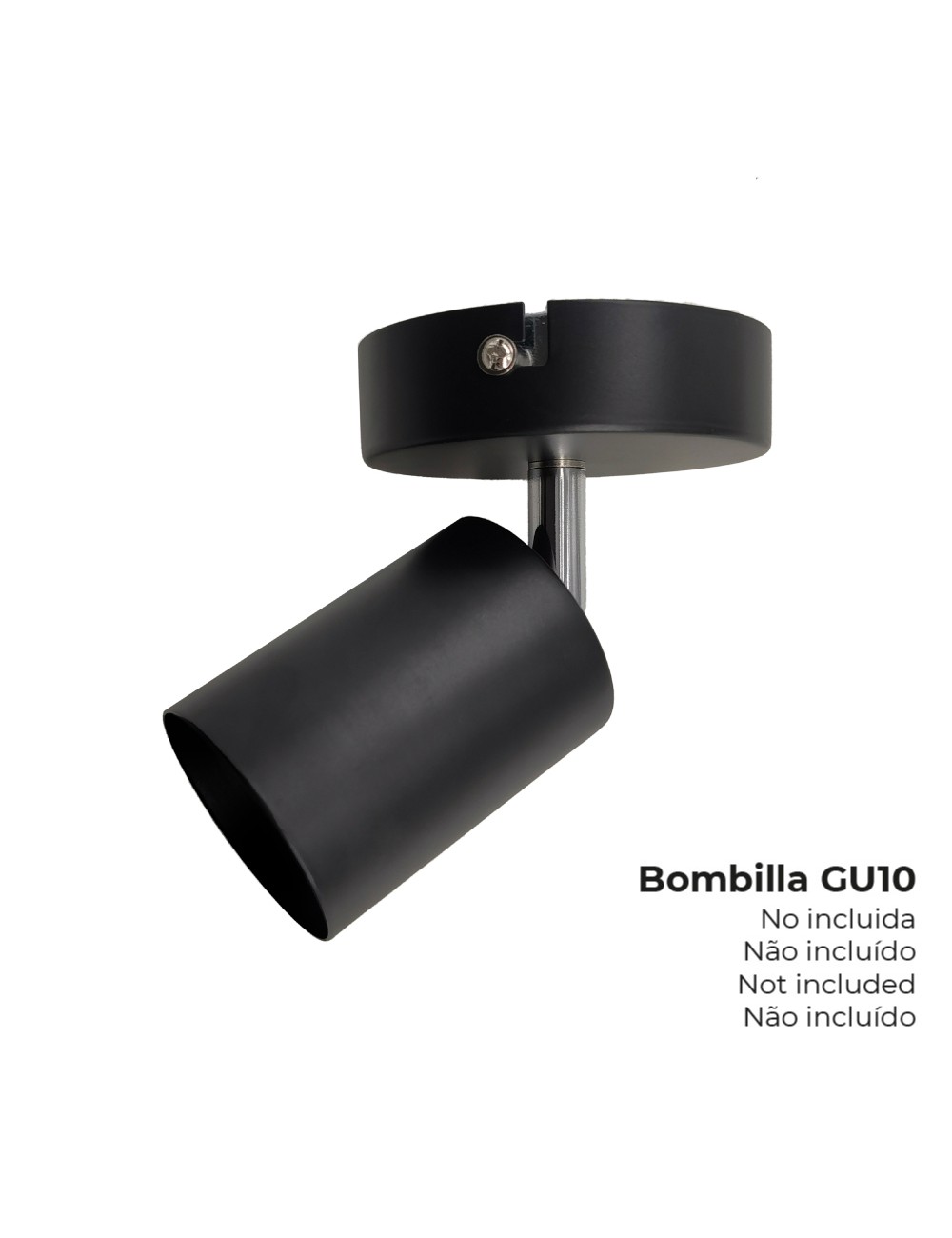 Foco 1 elemento gu10 50 w (bombilla no incluida) color negro ø9 x 5,6 x 14,2 cm