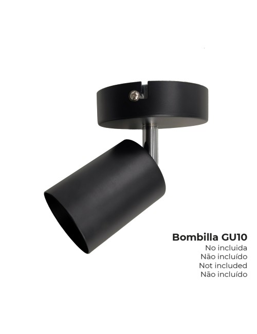 Foco 1 elemento gu10 50 w (bombilla no incluida) color negro ø9 x 5,6 x 14,2 cm