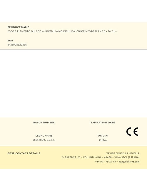 Foco 1 elemento gu10 50 w (bombilla no incluida) color negro ø9 x 5,6 x 14,2 cm