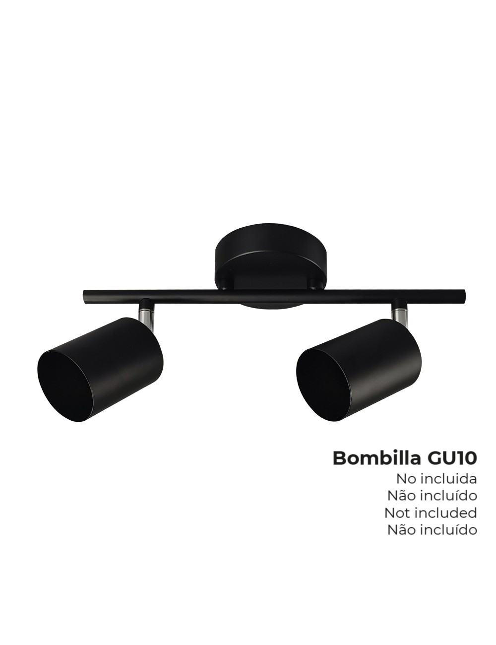 Foco 2 elementos gu10 50 w (bombilla no incluida) color negro 30 x 9 x 17 cm